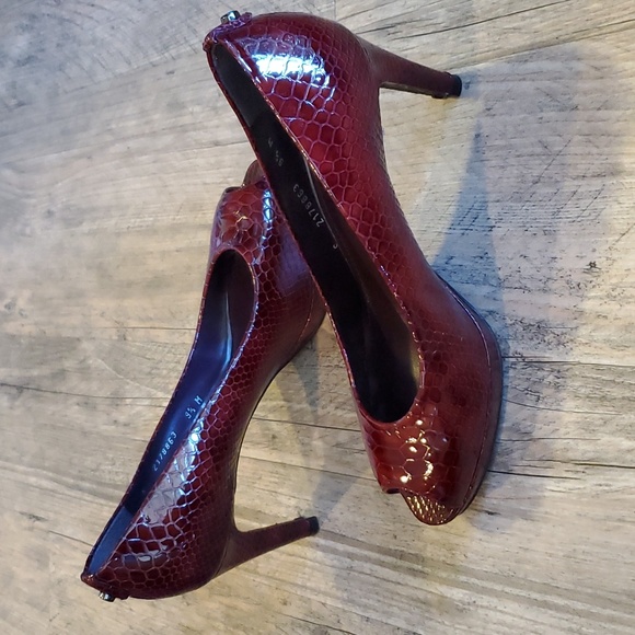 Stuart Weitzman Logo Plainfield Vino Crystal Snake Peep Toe Platform - Picture 8 of 10